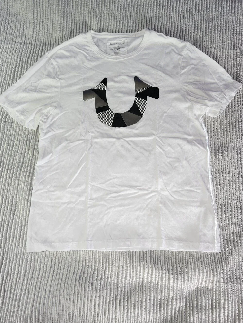 True Religion World Tour Textured Mens Horseshoe Graphic Logo Tee Reflective XL